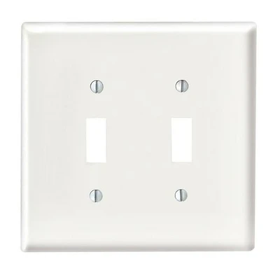 2-Gang Toggle Switch Wallplate, White