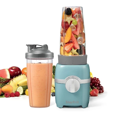 Starfrit Personal Blender - Two 828ml Cups - Two Blades - High, Low & Pulse Modes - 300W - Eucalyptus, Blender