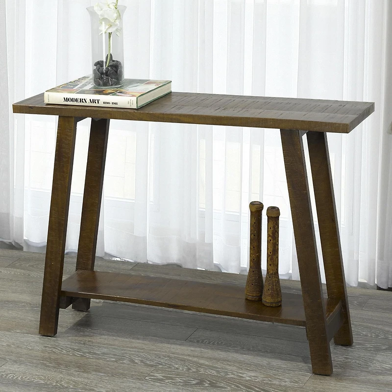 Console moderne rustique en bois massif – noyer
