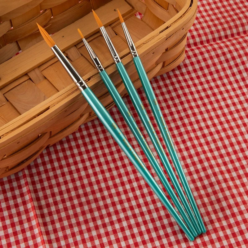 Royal & Langnickel - 4pc Gold Taklon All Media Round Variety Paint Brush Set, 4pc Gold Taklon All Media Brush Set