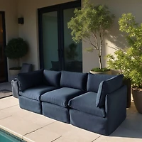 Ensemble de patio modulaire 3 places Patioflare Flexiform, bleu