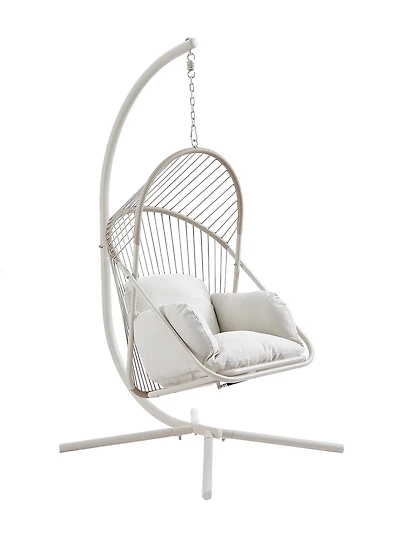SONGMICS HOME Sencillo Collection - Outdoor Steel Egg Chair, BONE COLOR
