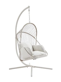 SONGMICS HOME Collection Sencillo - Chaise d'extérieur en acier, couleur os