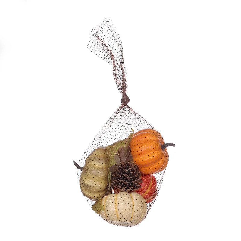 6in Harvest Pl Mesh Bagged Pumpkin