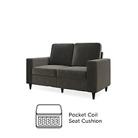Hometrends Cody Gray Velvet Love Seat Sofa, 2 Seater