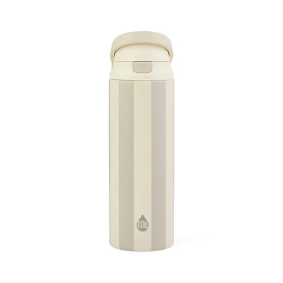 TAL Stainless Steel 2-in-1 Straw and Chug Water Bottle with Push Lid 24 fl oz, Cream Stripe