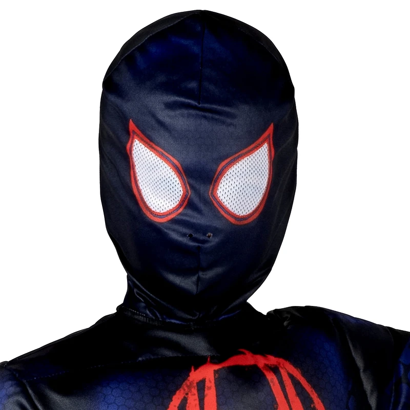 MARVEL Spider-Man: Miles Morales Official Youth Halloween Costume - Premium Quality Padded Jumpsuit with Pull On Fabric Mask (Large)