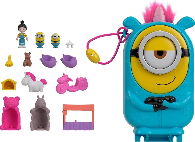 Polly Pocket –Coffret de jeu –Les Minions, 1 poupée, 9 acc., 2 Minions