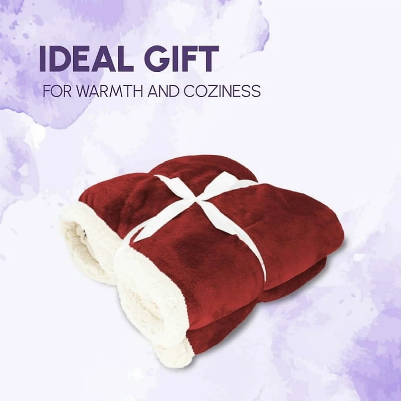 Beddora Couverture de Luxe en Flanelle Sherpa – 50” x 60” – Ultra-Douce & Chaude – 450 GSM Polaire Réversible – Couverture d'Hiver Confortable pour Canapé Ou Lit – Rouge