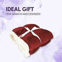 Beddora Couverture de Luxe en Flanelle Sherpa – 50” x 60” – Ultra-Douce & Chaude – 450 GSM Polaire Réversible – Couverture d'Hiver Confortable pour Canapé Ou Lit – Rouge