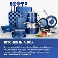 Granitestone Blue Complete Cookware & Bakeware Set Pots and Pans Set 20 Pcs
