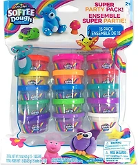Cra-Z-Art Softee Dough 15 Piece Super Party Pack, Rainbow Coloured Moulding Dough Kit for Kids
