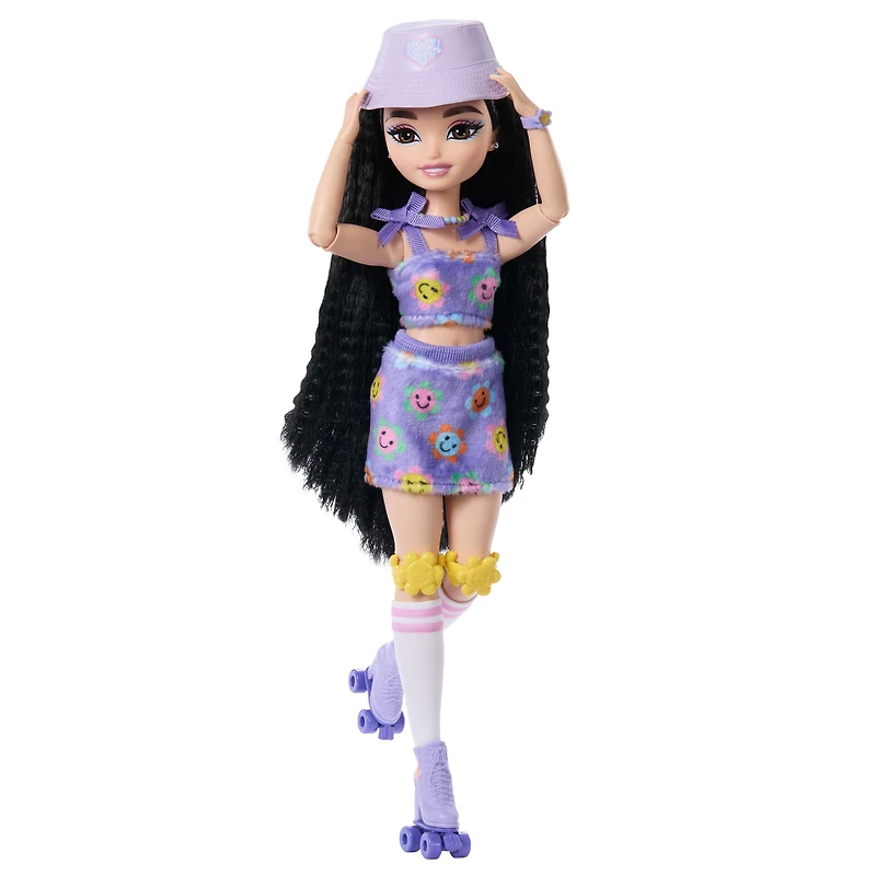 Dream Besties Barbie Renee Roller Skating Fashion Doll with 12 Video & Food Themed Accessories