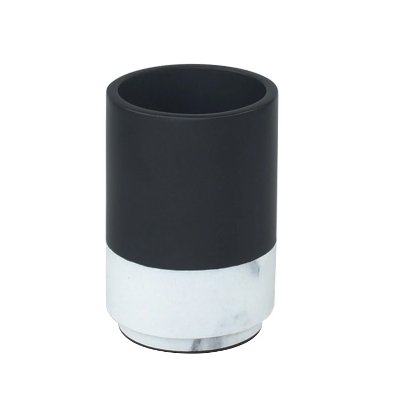 hometrends Black Tumbler with Faux Marble Trim