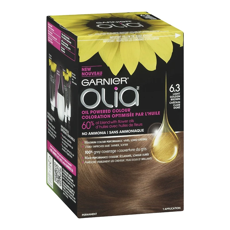 Coloration permanente optimisée par l'huile pour les cheveux sans ammoniaque Olia de Garnier, 1 unité