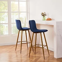 Homylin Modern Counter Height Bar Stools Set of 2, 30" Upholstered Bar Chairs Dining Stool with Backs, Golden Legs and Footrest for Home Bar Kitchen Island
