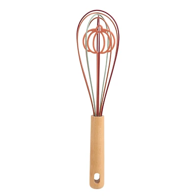 Way-to-Celebrate 12-inch Silicone Whisk, Pumpkin Character, Orange, Green and Red