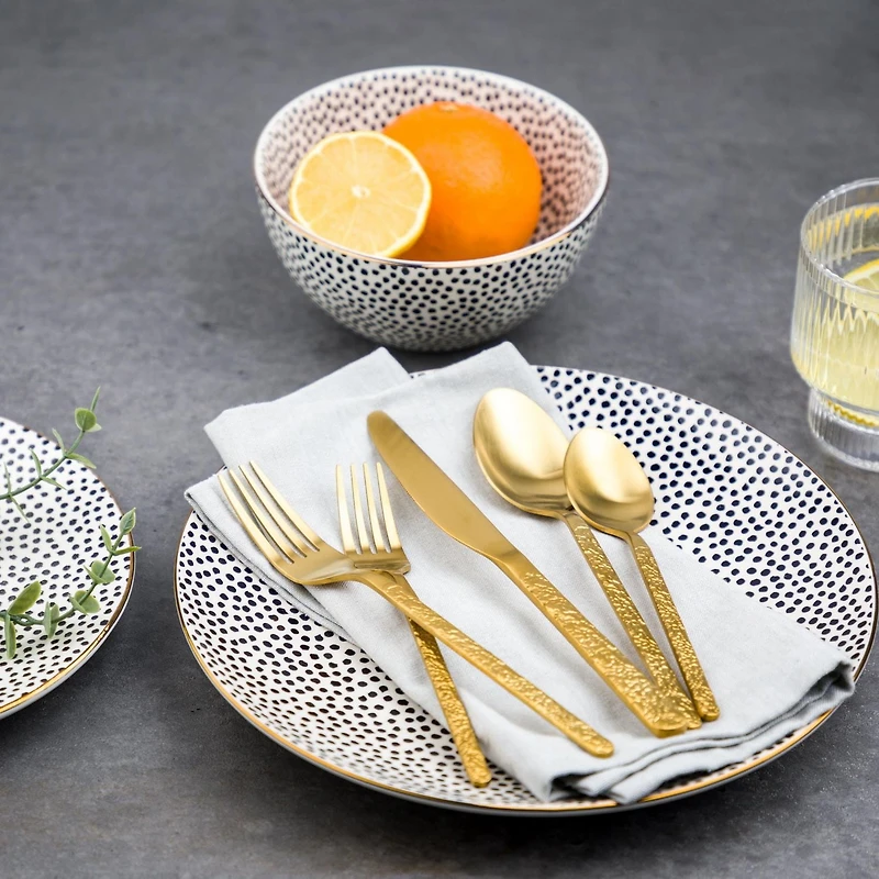 "Thyme & Table Ensemble de Couverts Lumi Gold 20 Pièces, Service pour 4" Ensemble de couverts