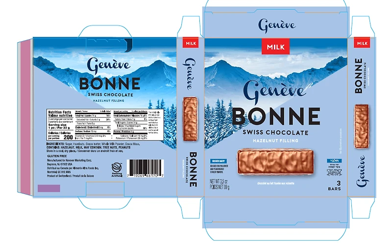 Geneve Barres de chocolat au lait Mini 3pk KPY 100g