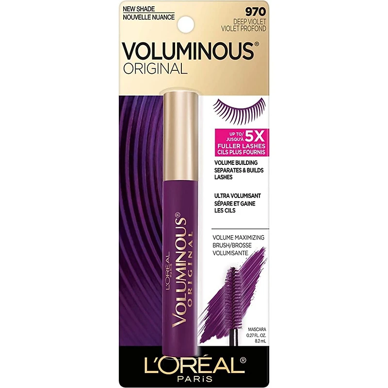 L’Oréal Paris Voluminous Original Mascara, 5X Fuller Lashes, Deep Purple Washable