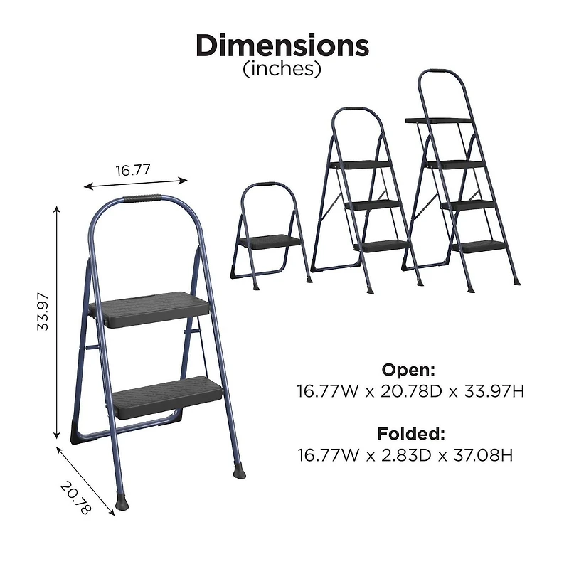 COSCO 2-Step BIG Step Step Stool, Steel, 225 lb. Capacity (Navy)