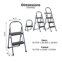 COSCO 2-Step BIG Step Step Stool, Steel, 225 lb. Capacity (Navy)