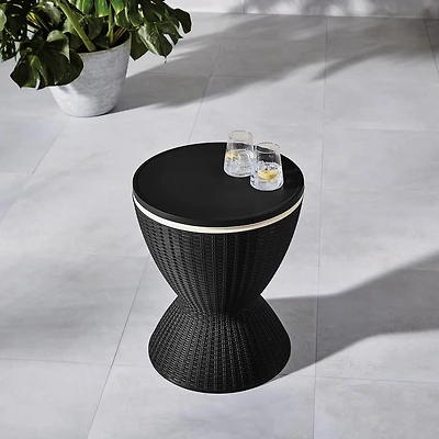 Table d’appoint avec glacière intégrée pour patio HOMETRENDS – Noir Glacière dissimulée