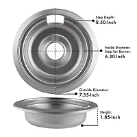 Range Kleen 10910A2X Style F 2 Pack Heavy Duty Chrome Drip Bowls, Pack of 2 - 1 Small & 1 Large