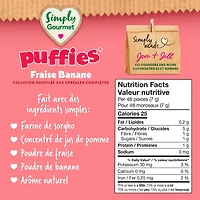 Collation pour bébé Simply Gourmet Puffies Fraise Banane Collations soufflées aux céréales