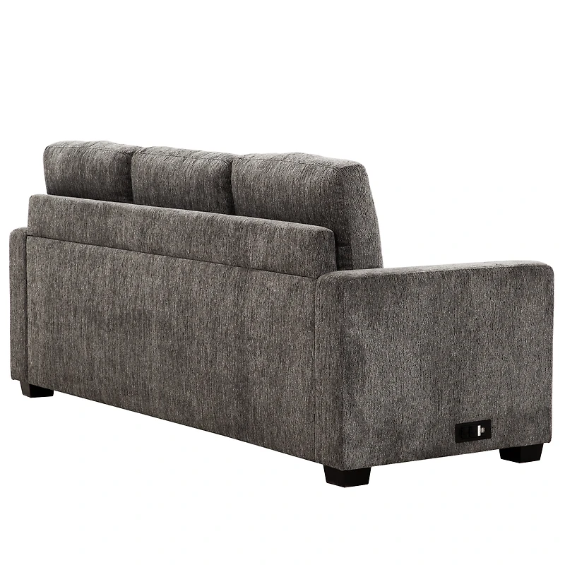Valencia 81in. Grey Queen Size Sleeper Sofa Bed with USB & Outlet