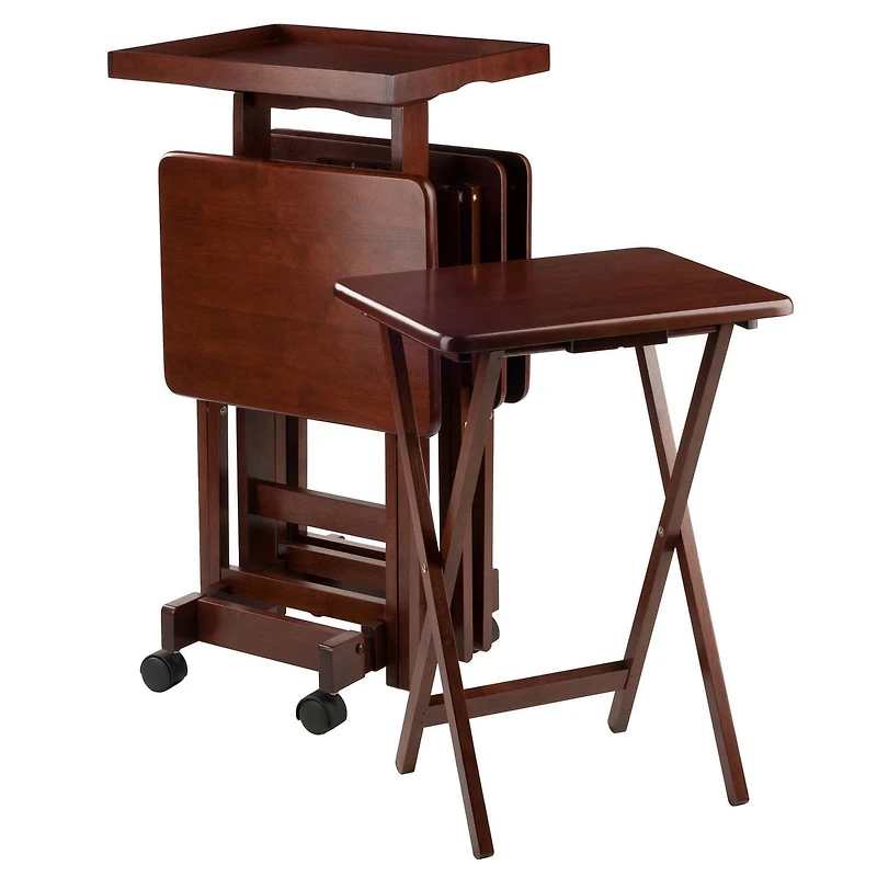 Isabelle Ensemble de tables à collations 6 pièces Noyer