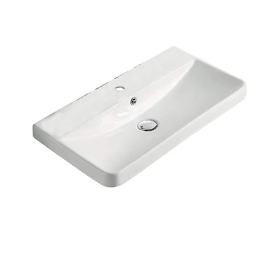 American Imaginations AI-29084 23,82 pouces W 13,98 pouces D Dessus en céramique de couleur blanche pour robinet 1 trou
