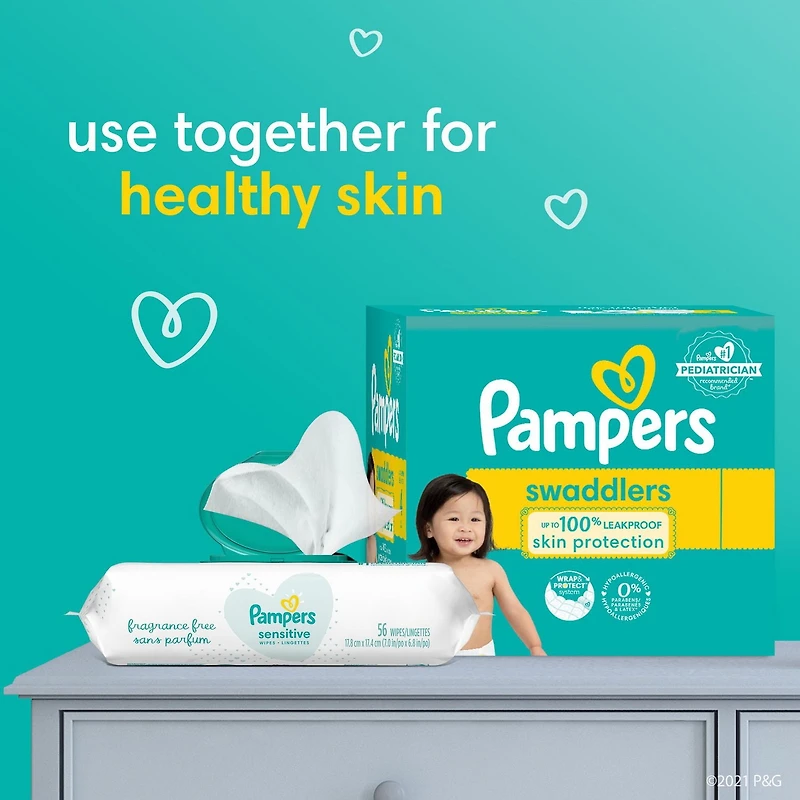 PAMPERS COUCHES SWADDLERS - FORMAT JUMBO tailles P-S, N, 1, 2, 3, 4, 5 et 6