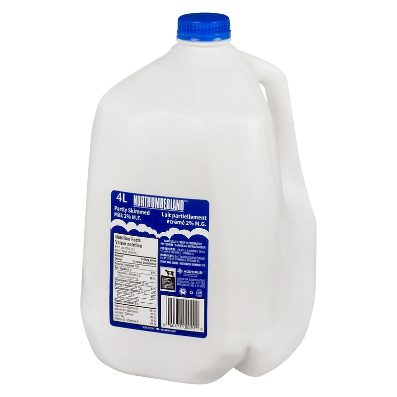 Northumberland Partly Skimmed 2% Milk, 4 L Jug