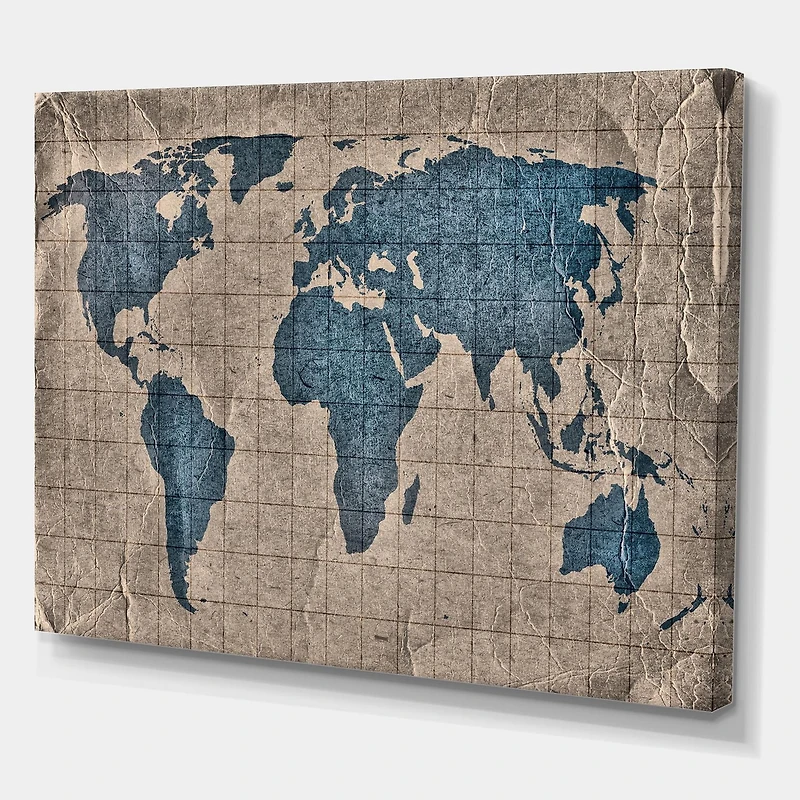 Designart Ancienne carte du monde I Art mural sur toile
