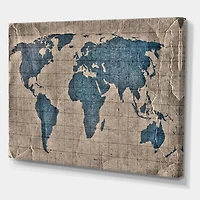 Designart Ancienne carte du monde I Art mural sur toile