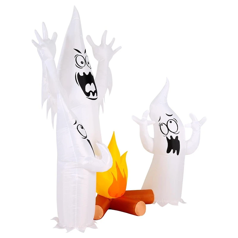 Scène de feu de camp fantôme gonflable de 1,8 m aux couleurs changeantes - Décoration d'extérieur pour Halloween