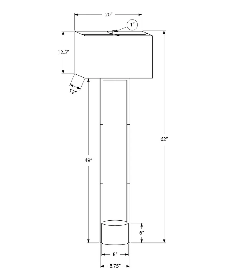 Monarch Specialties Lighting, 62"h, Floor Lamp, Black Metal, Ivory / Cream Shade, Contemporary