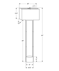 Monarch Specialties Lighting, 62"h, Floor Lamp, Black Metal, Ivory / Cream Shade, Contemporary