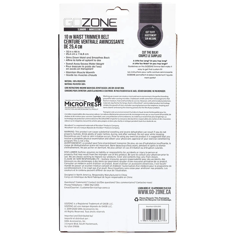 Ceinture de taille Cut2Fit GoZone – Noir