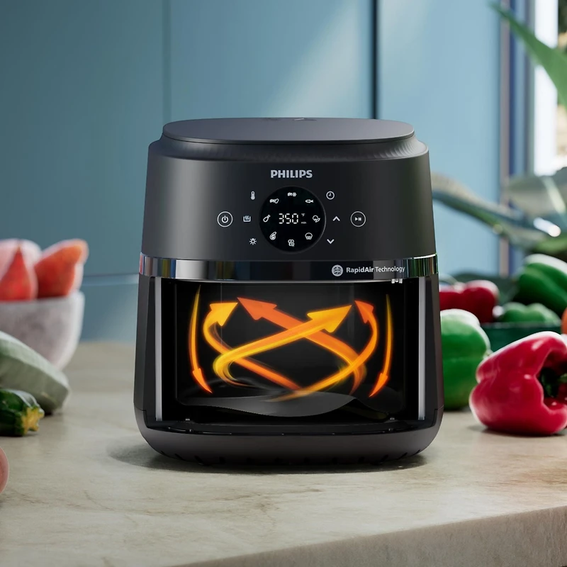 Friteuse à Air Chaud Philips Série 2000 avec fenêtre, capacité de 4,2 litres, technologie RapidAir, Noir 13 méthodes de Cuisson