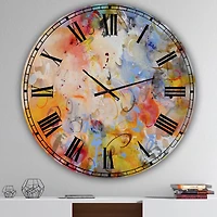 Designart Tourbillons de couleur bleu et jaune horloge murale