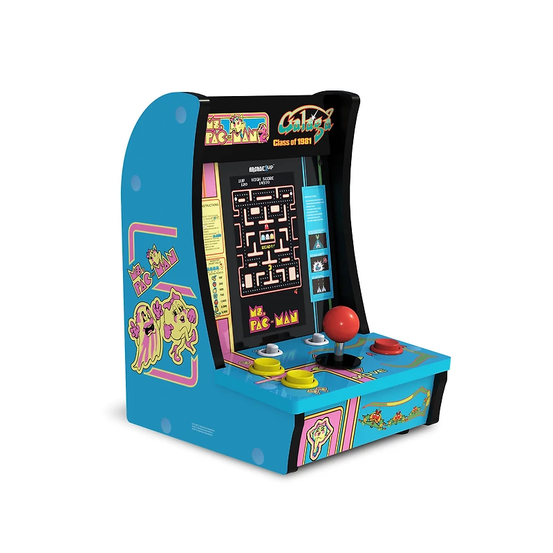 Arcade1Up Class of ‘81 Ms. PAC-MAN / GALAGA Countercade – 3 Classic Games, Retro Game Console for Home, Portable Console with 7-inch Screen, Table-top Video Game for Game Room