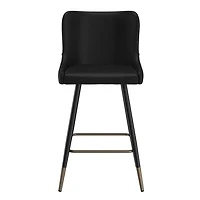 Tabouret de Comptoir, 26 Po, Jeu de 2 Contemporaine en Similicuir et Métal - Noir