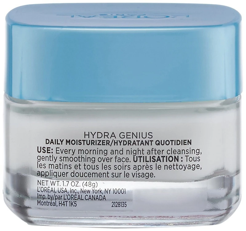 L'Oreal Paris Hydra Genius Daily Hydration Day & Night Moisturizer, with Aloe Water & Hyaluronic Acid, Dry Skin, 50 ML