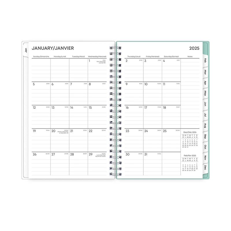 Agenda hebdomadaire/mensuel 2025, 5 po x 8 po, Blue Sky, Elysian