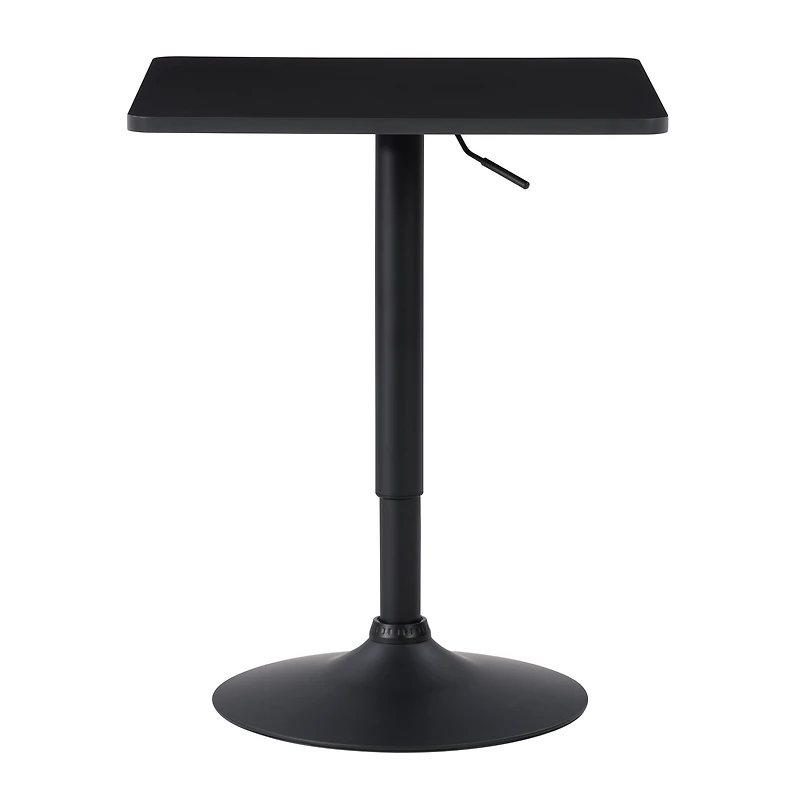 CorLiving Maya Square Engineered Wood Top Adjustable Height Swivel Bar Table with Metal Pedestal Base, Chrome/Black