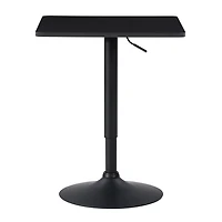 CorLiving Maya Square Engineered Wood Top Adjustable Height Swivel Bar Table with Metal Pedestal Base, Chrome/Black