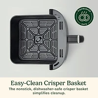 Cuisinart Friteuse à air, panier de 6 litres en acier inoxydable, pièces lavables au lave-vaisselle avec 5 préréglages pour rôtir, cuire, griller, frire à l'air libre et garder au chaud, friteuse