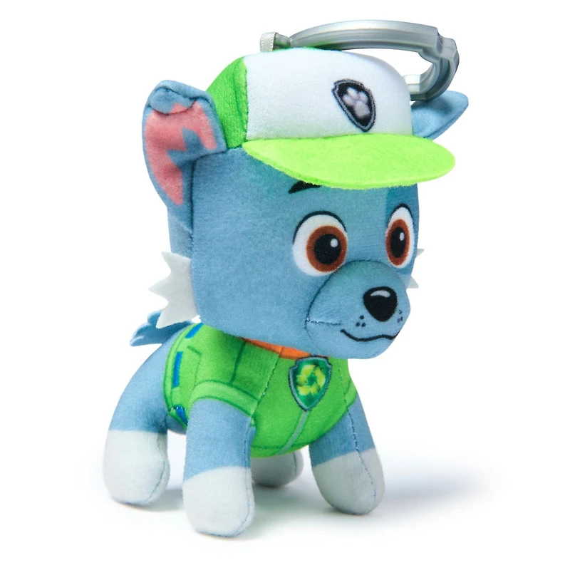 PAW Patrol: Rescue Wheels, 4-Inch Rocky Plush Toy, Miniature Stuffed Animals with Keychain Clip, Kids Toys for Boys and Girls 3+